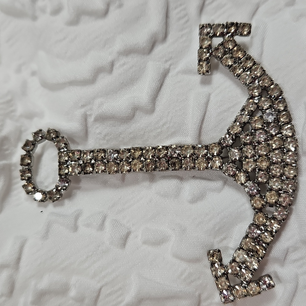VINTAGE RHINESTONE ANCHOR  3"